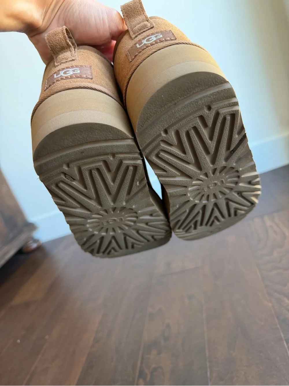 UGG Classic Ultra Mini Platform Boot Shearling-Lined Interior Chestnut Color